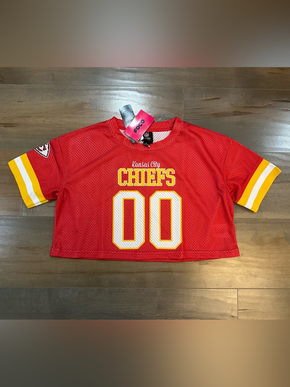 NFL Kansas City Chiefs Red oversized Mesh Crop Jersey